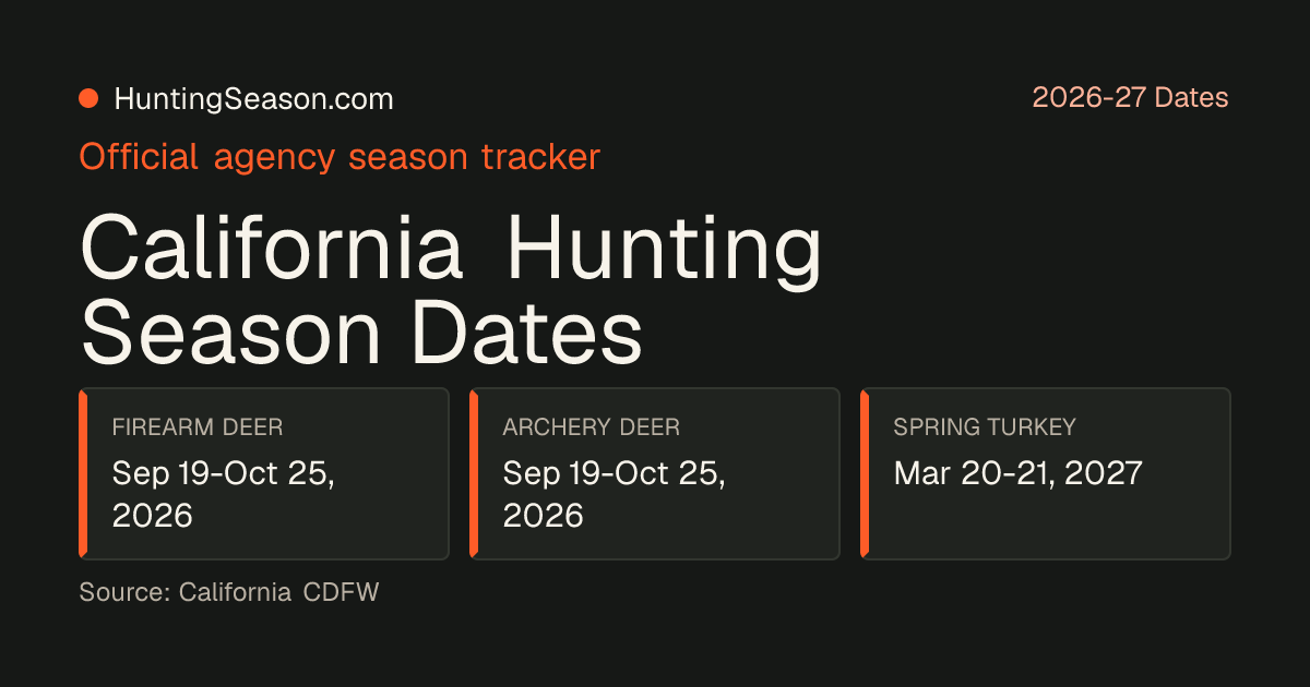 California 2026-27 Hunting Season Dates — HuntingSeason.com
