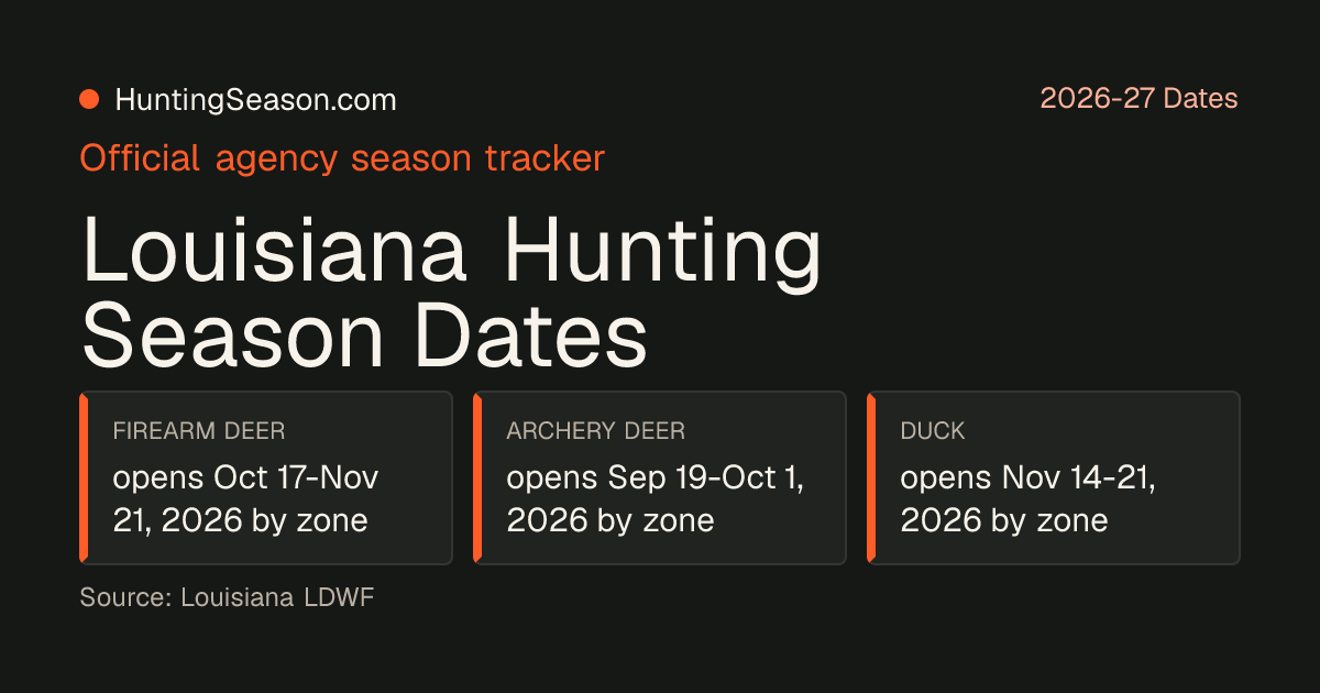 Louisiana 2026-27 Hunting Season Dates — HuntingSeason.com