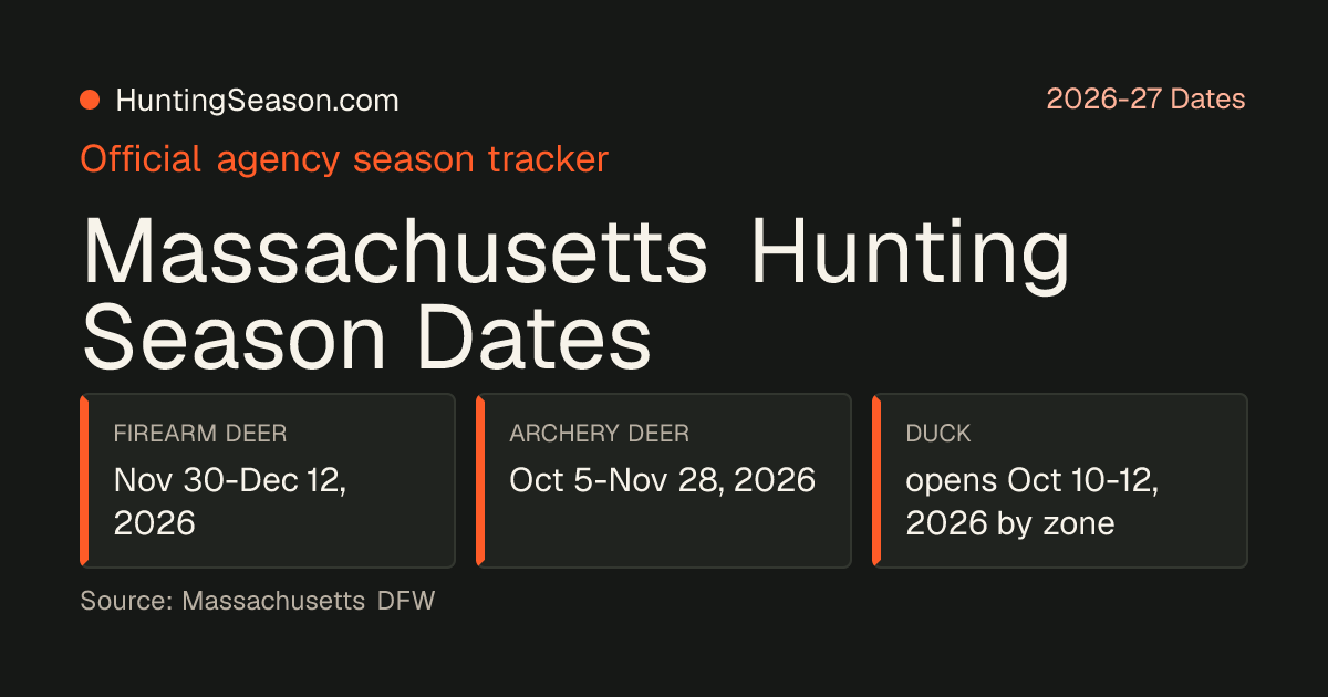 Massachusetts Deer Season 2026 — HuntingSeason.com