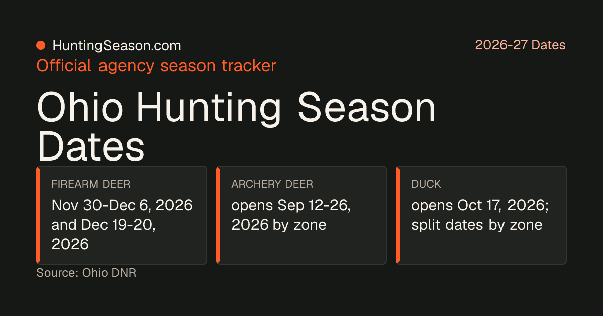 Ohio 2026-27 Hunting Season Dates — HuntingSeason.com