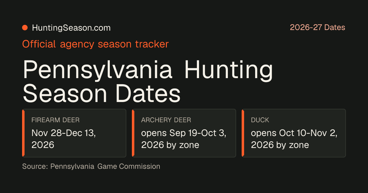 Pennsylvania 2026-27 Hunting Season Dates — HuntingSeason.com