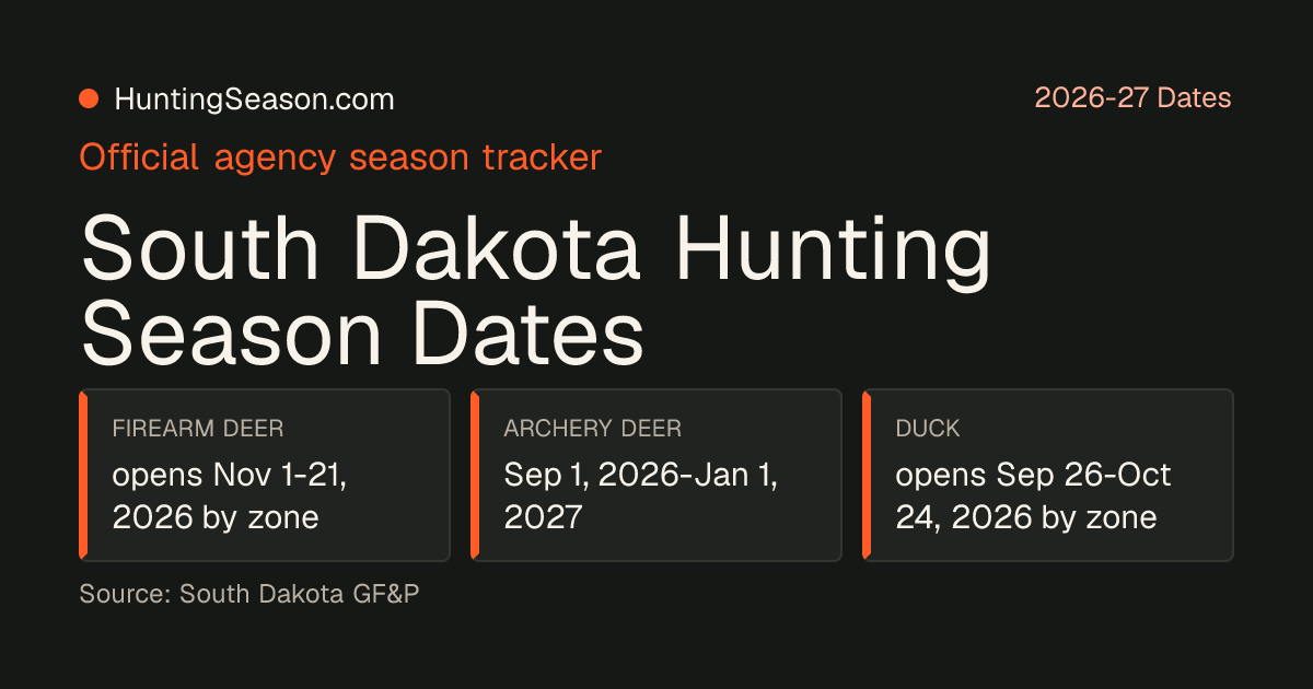 South Dakota Deer Season 2026-27 — HuntingSeason.com