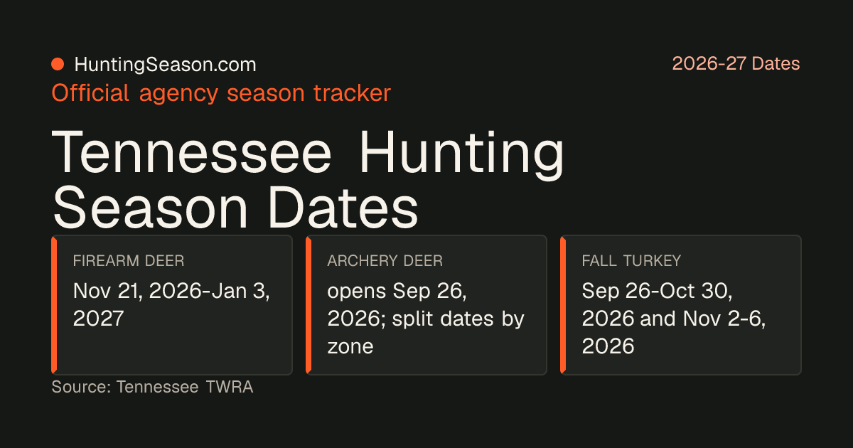 Tennessee 2026-27 Hunting Season Dates — HuntingSeason.com