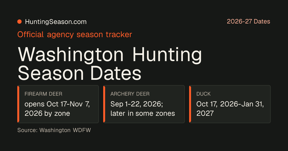 Washington 2026-27 Hunting Season Dates — HuntingSeason.com
