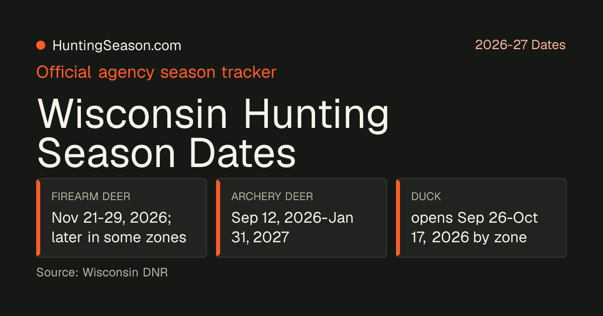 Wisconsin 2026-27 Hunting Season Dates — HuntingSeason.com
